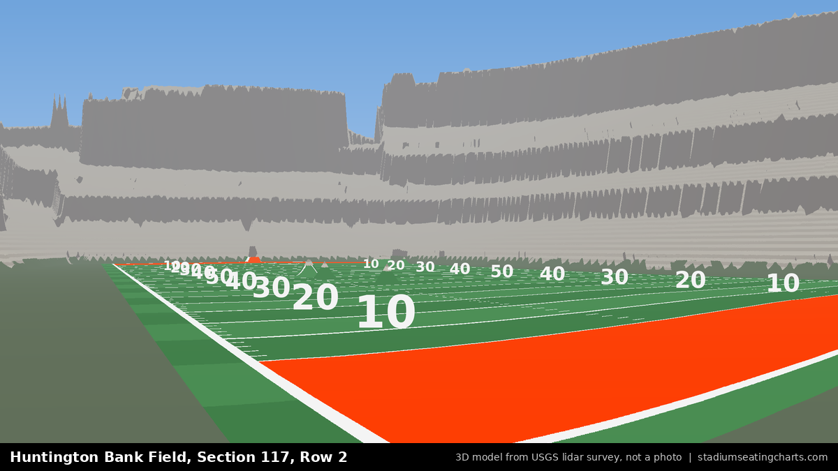 View from Huntington Bank Field Section 117, Row 2, looking toward the field