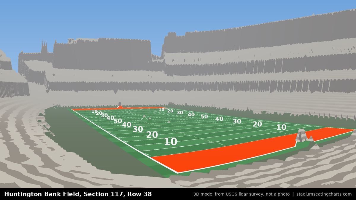 View from Huntington Bank Field Section 117, Row 38, looking toward the field