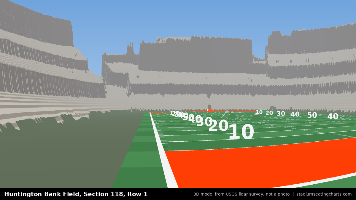 View from Huntington Bank Field Section 118, Row 1, looking toward the field