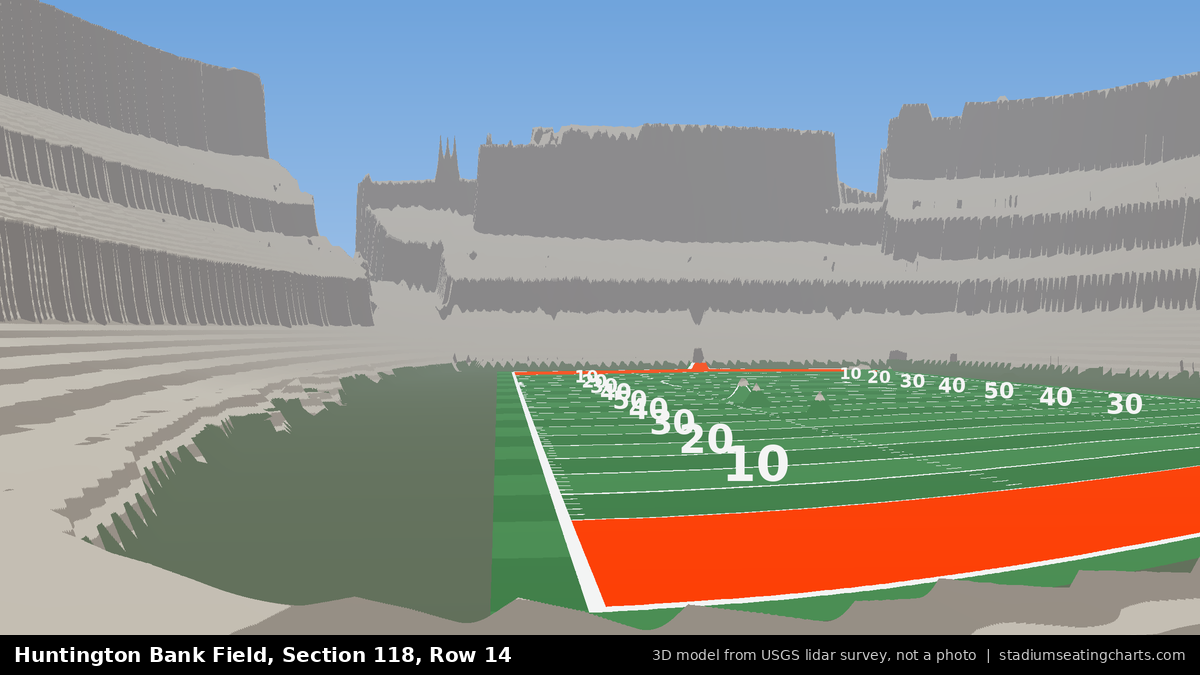 View from Huntington Bank Field Section 118, Row 14, looking toward the field