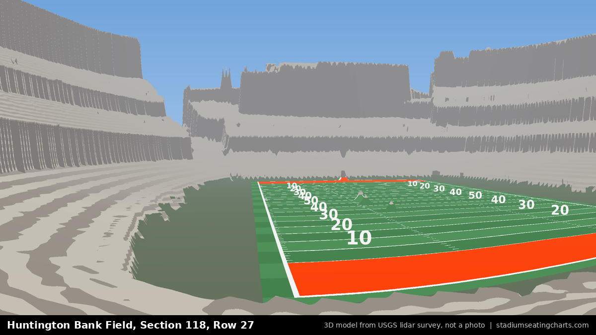 View from Huntington Bank Field Section 118, Row 27, looking toward the field