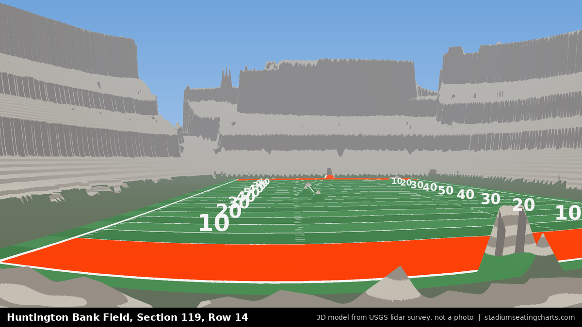 View from Huntington Bank Field Section 119, Row 14, looking toward the field