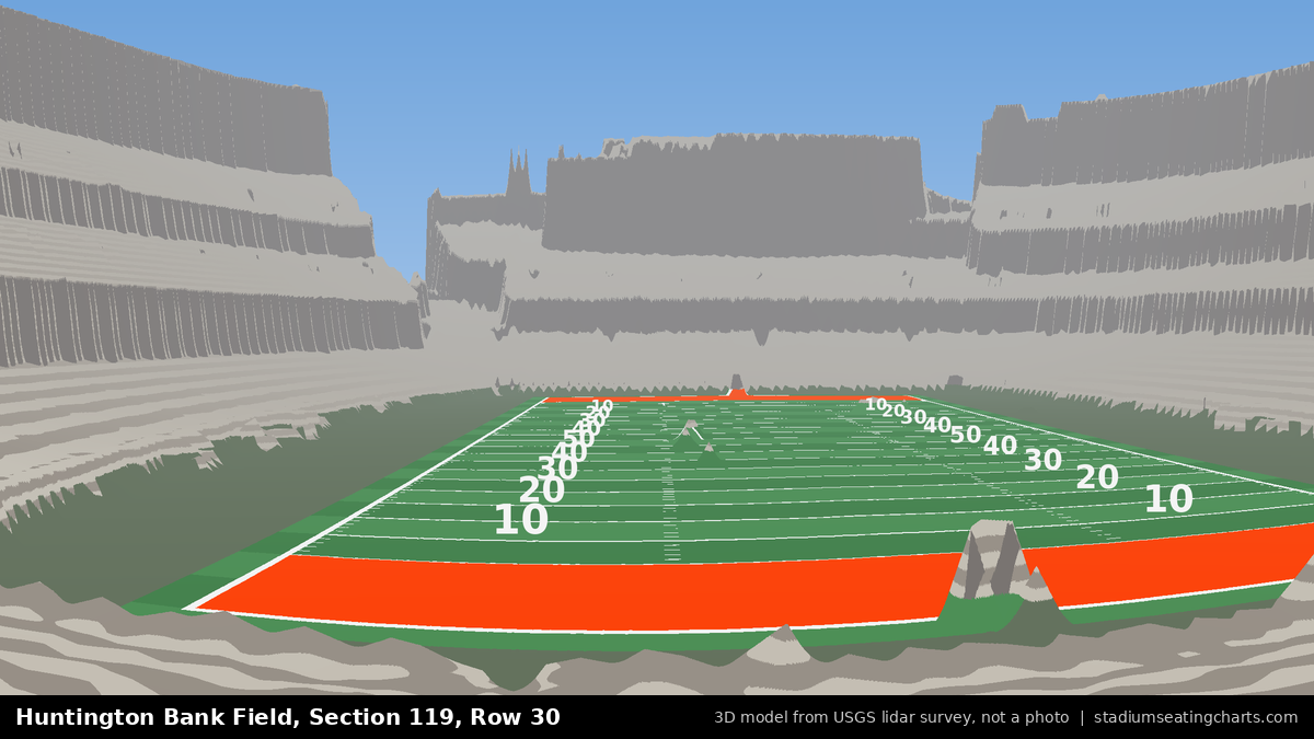 View from Huntington Bank Field Section 119, Row 30, looking toward the field