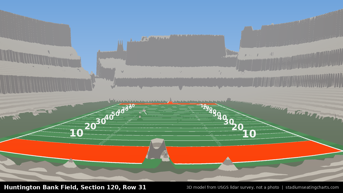 View from Huntington Bank Field Section 120, Row 31, looking toward the field