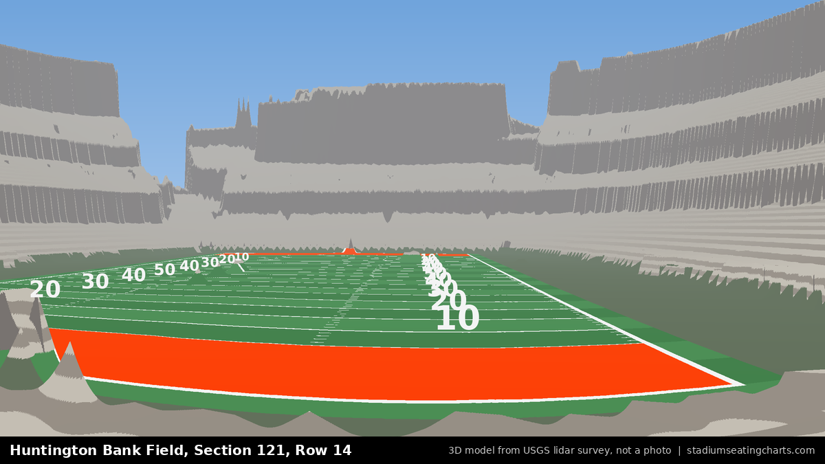 View from Huntington Bank Field Section 121, Row 14, looking toward the field