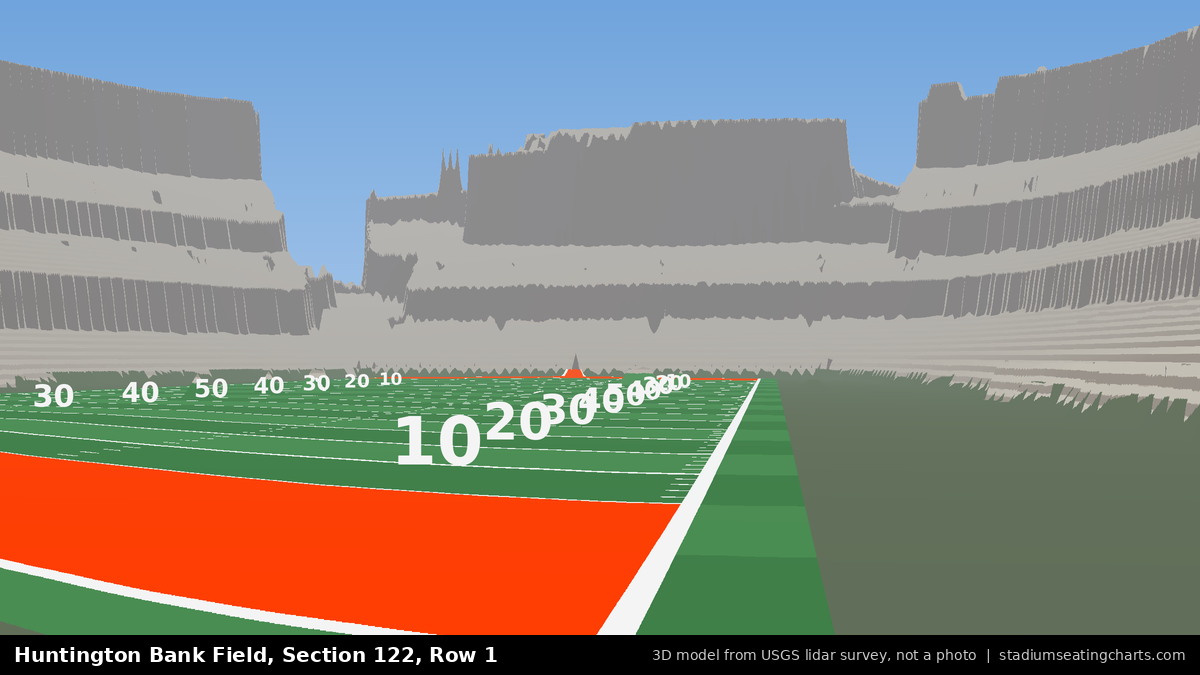 View from Huntington Bank Field Section 122, Row 1, looking toward the field