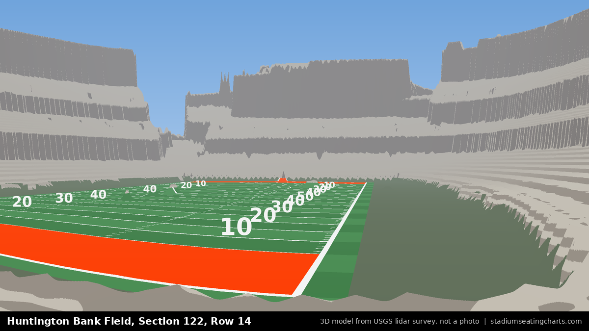 View from Huntington Bank Field Section 122, Row 14, looking toward the field