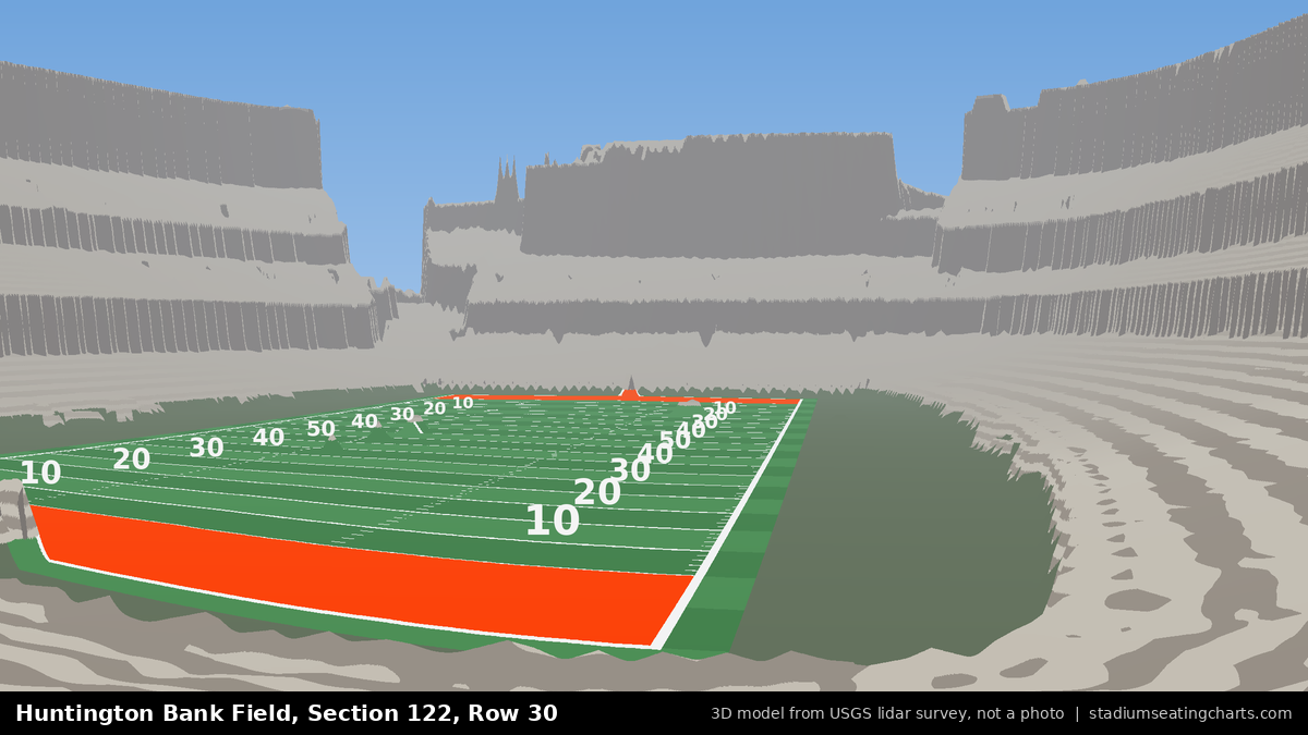 View from Huntington Bank Field Section 122, Row 30, looking toward the field
