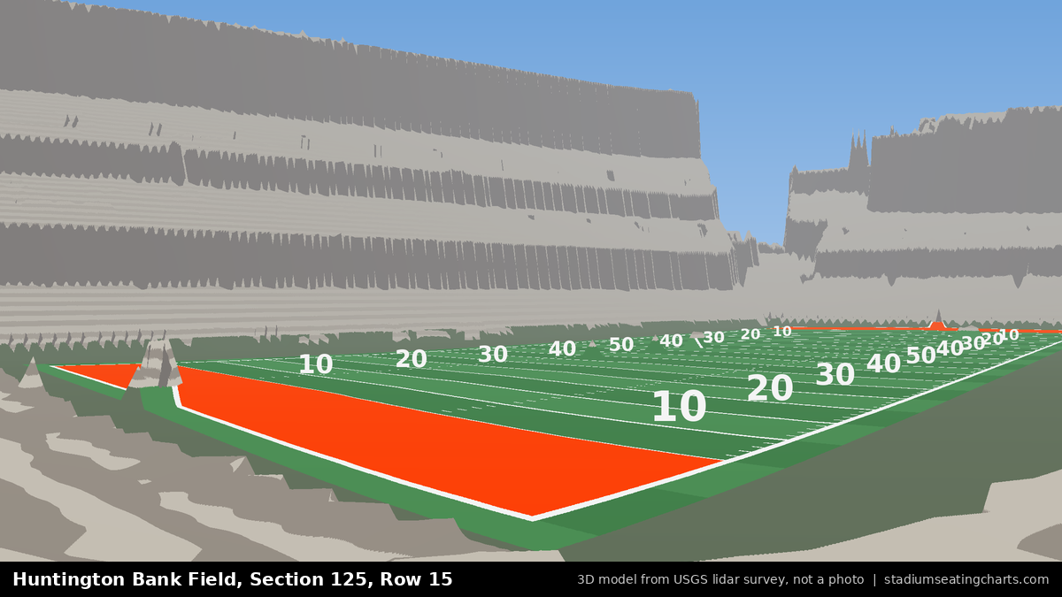 View from Huntington Bank Field Section 125, Row 15, looking toward the field