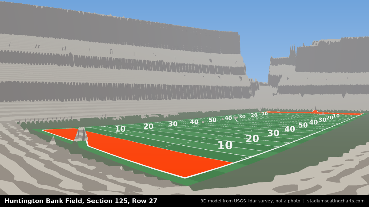 View from Huntington Bank Field Section 125, Row 27, looking toward the field