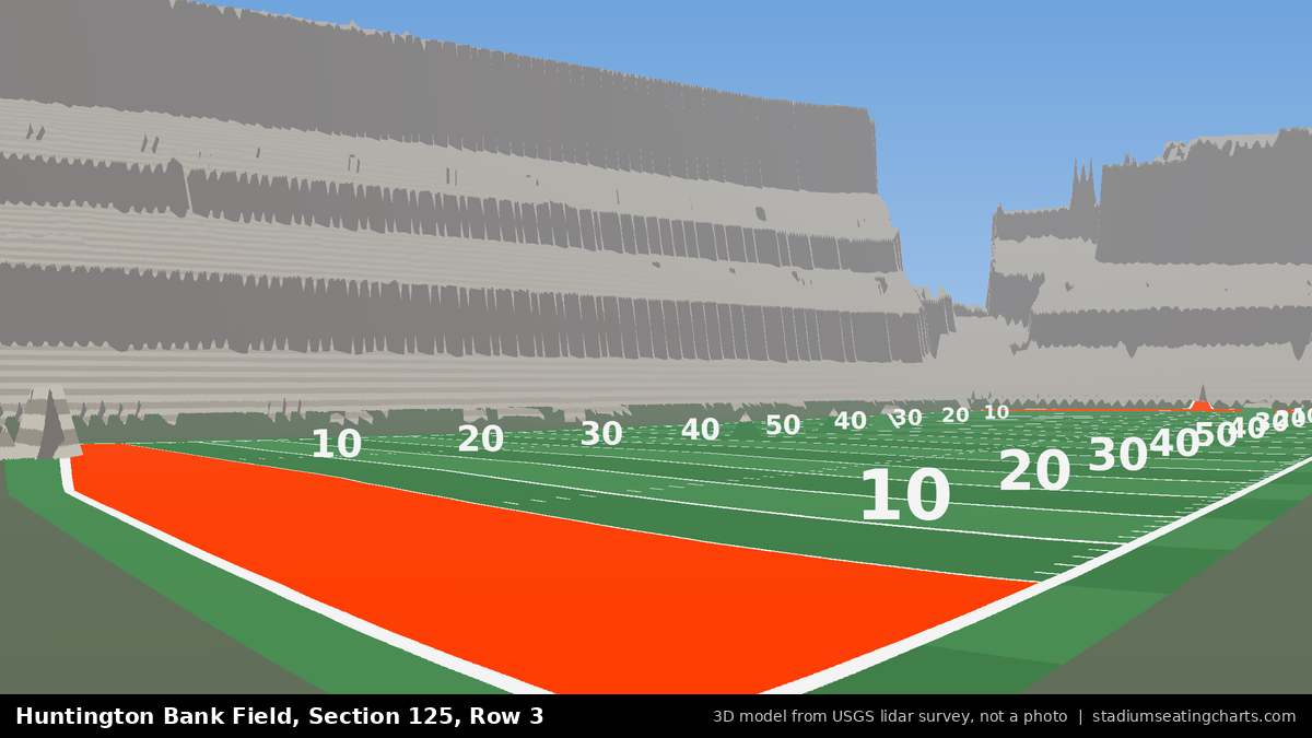 View from Huntington Bank Field Section 125, Row 3, looking toward the field
