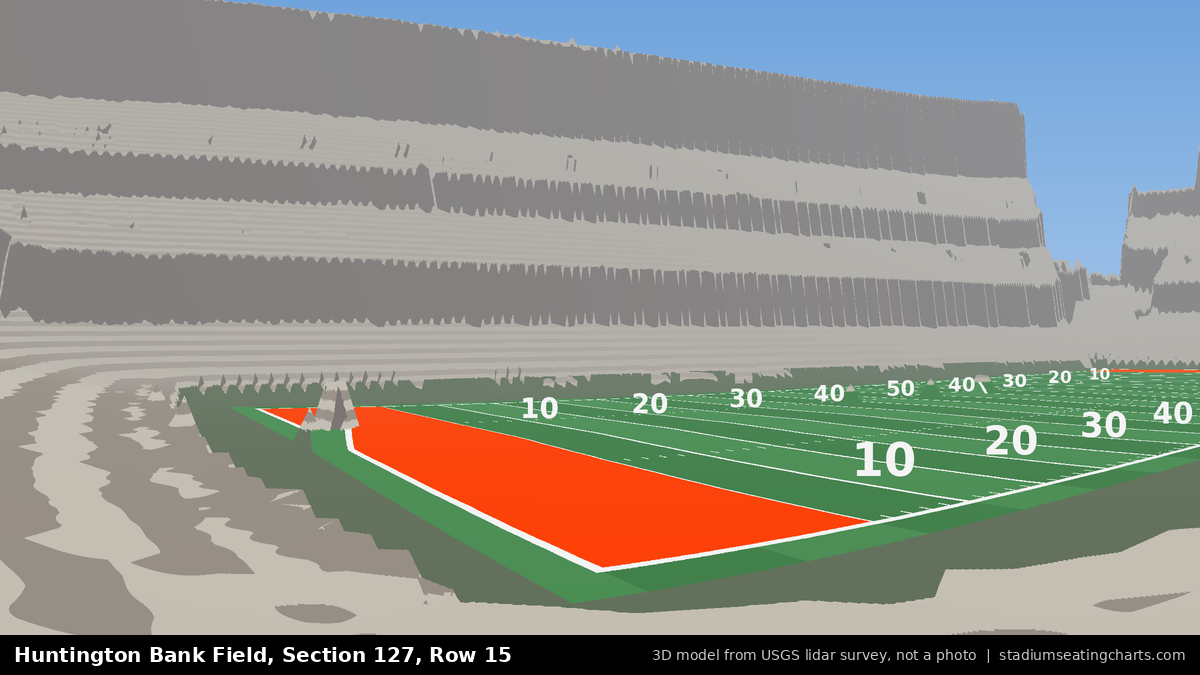 View from Huntington Bank Field Section 127, Row 15, looking toward the field