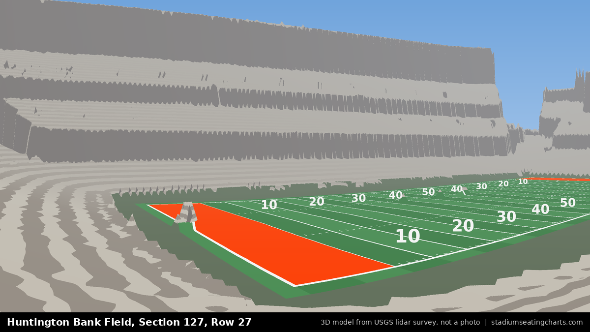 View from Huntington Bank Field Section 127, Row 27, looking toward the field