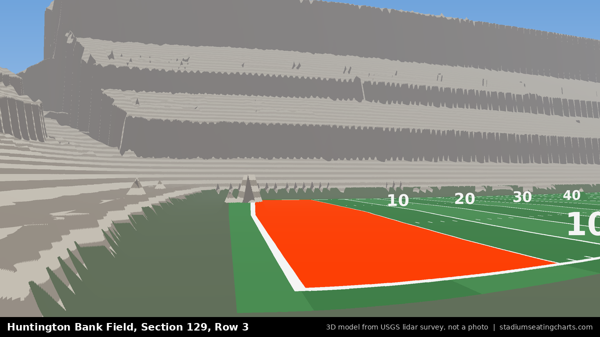 View from Huntington Bank Field Section 129, Row 3, looking toward the field