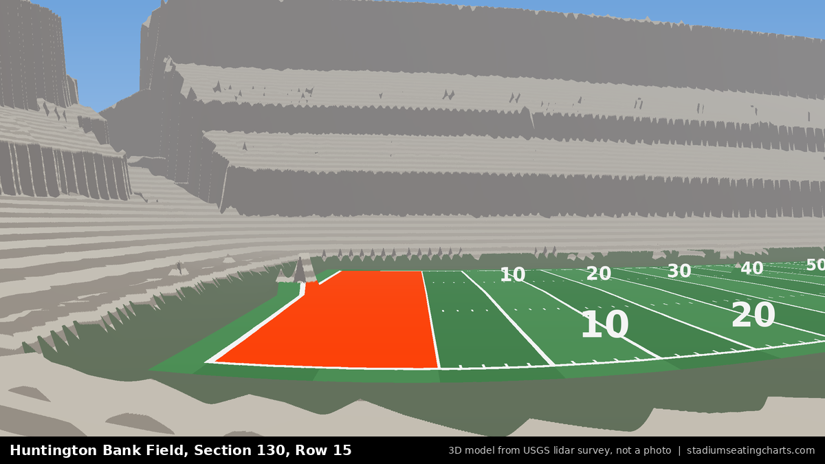 View from Huntington Bank Field Section 130, Row 15, looking toward the field