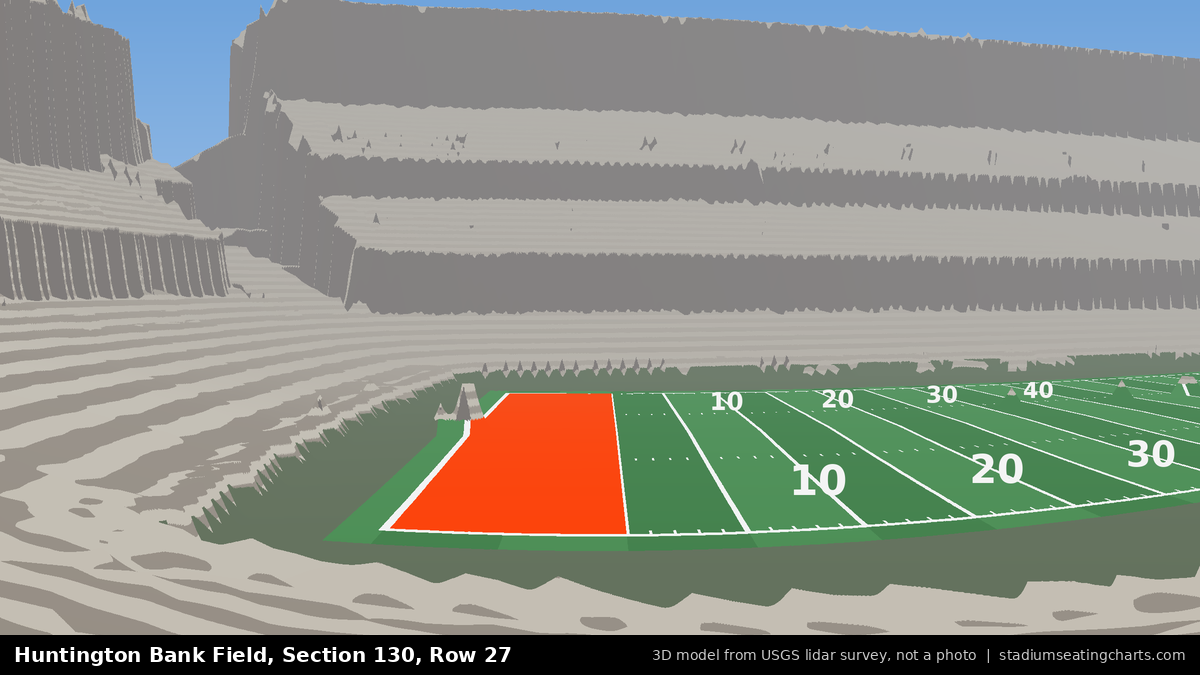 View from Huntington Bank Field Section 130, Row 27, looking toward the field