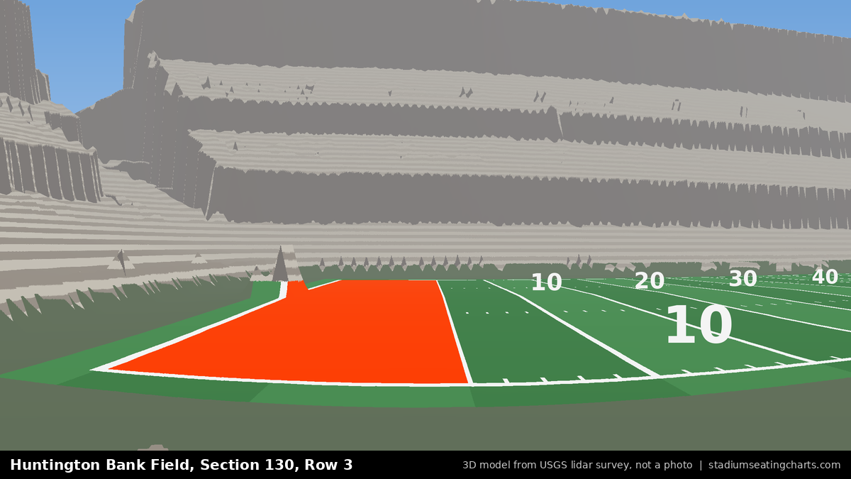 View from Huntington Bank Field Section 130, Row 3, looking toward the field