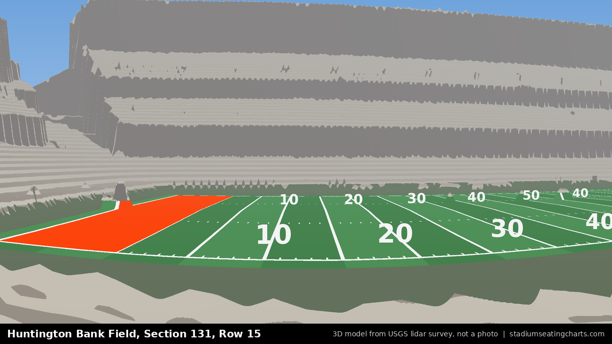 View from Huntington Bank Field Section 131, Row 15, looking toward the field
