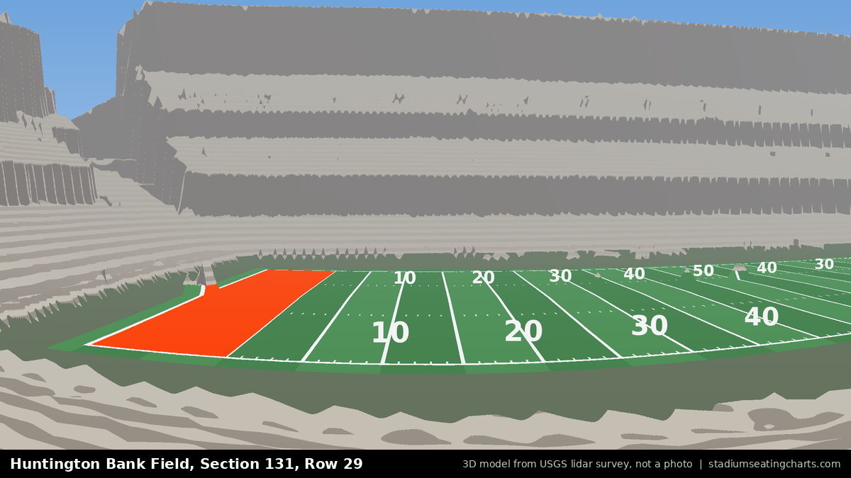 View from Huntington Bank Field Section 131, Row 29, looking toward the field