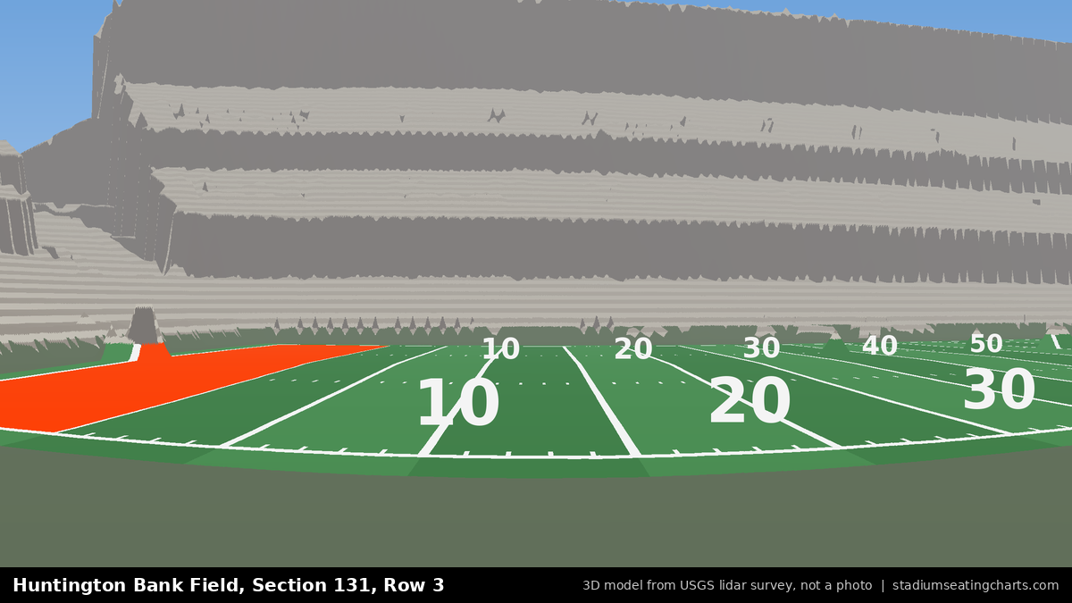 View from Huntington Bank Field Section 131, Row 3, looking toward the field