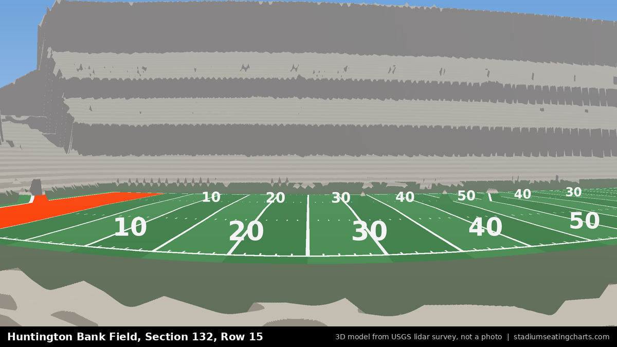 View from Huntington Bank Field Section 132, Row 15, looking toward the field
