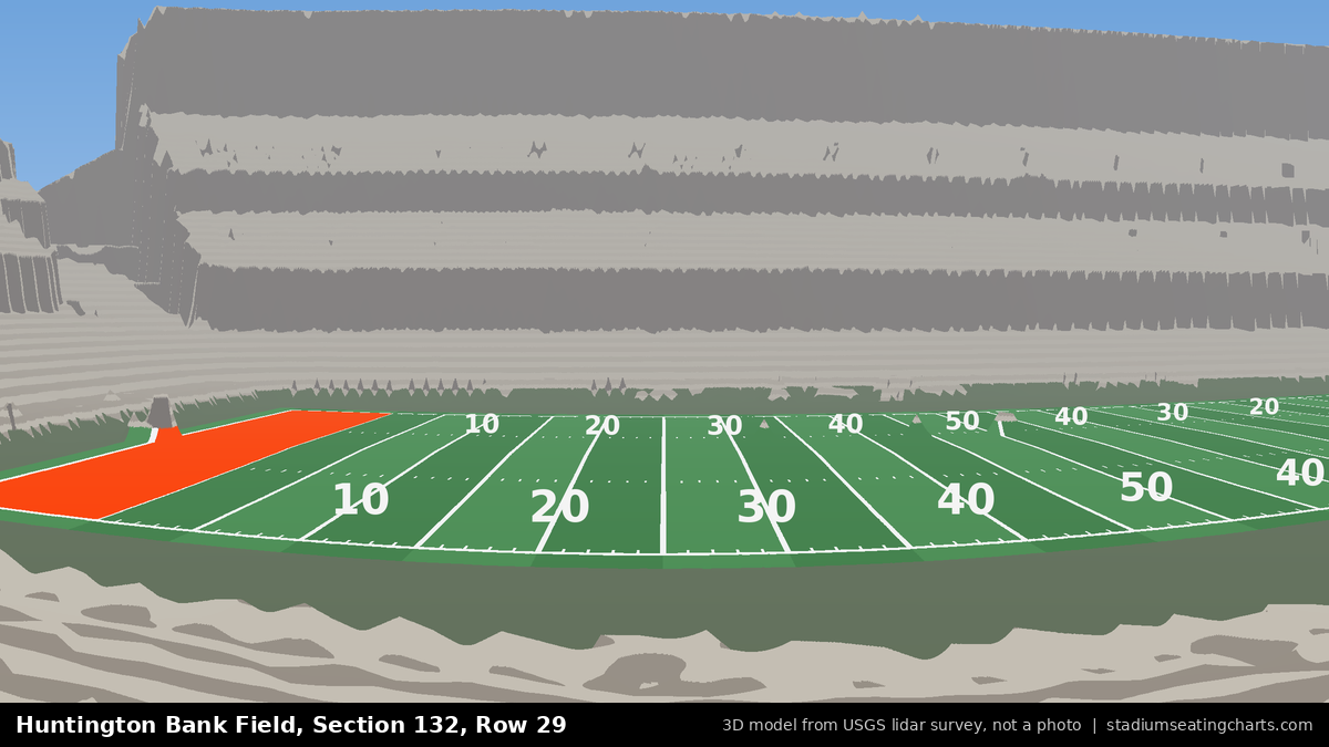 View from Huntington Bank Field Section 132, Row 29, looking toward the field