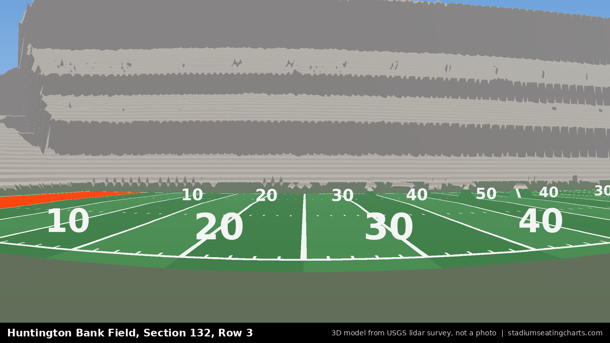 View from Huntington Bank Field Section 132, Row 3, looking toward the field