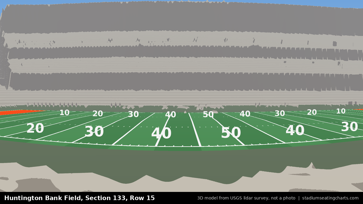 View from Huntington Bank Field Section 133, Row 15, looking toward the field