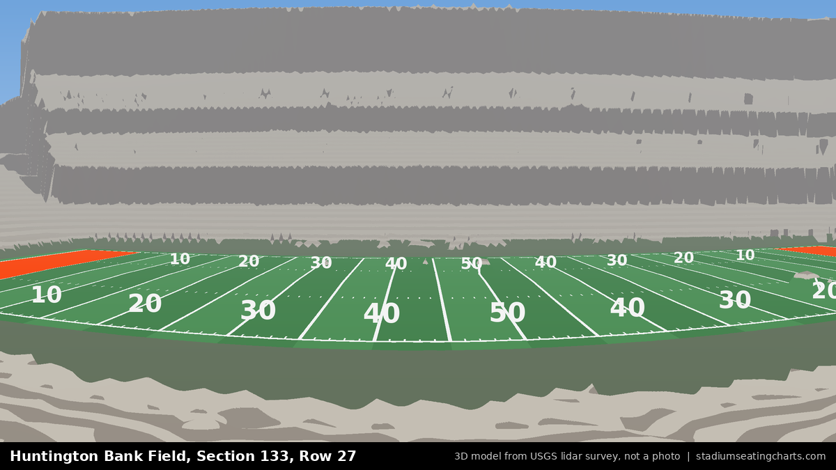 View from Huntington Bank Field Section 133, Row 27, looking toward the field