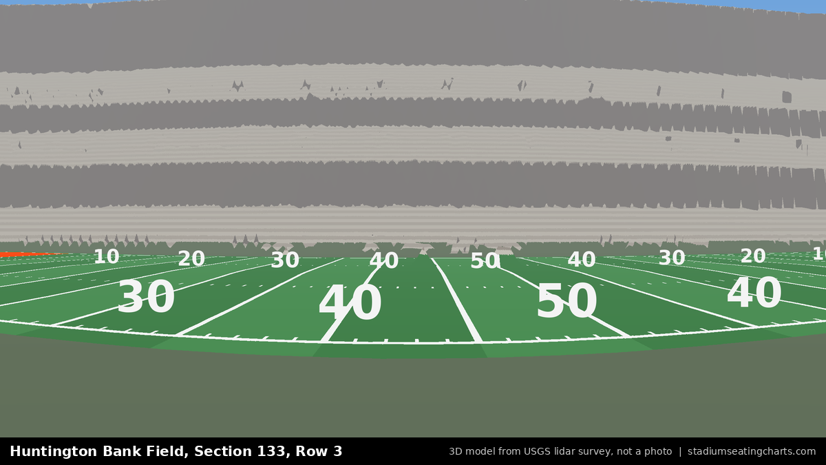 View from Huntington Bank Field Section 133, Row 3, looking toward the field