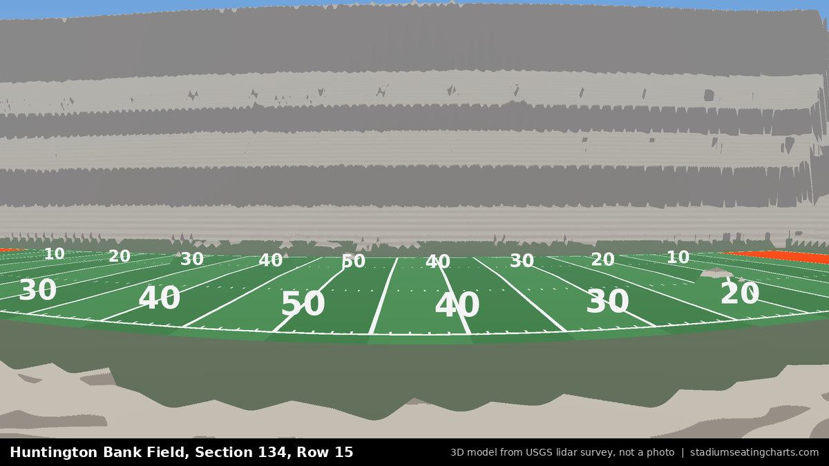 View from Huntington Bank Field Section 134, Row 15, looking toward the field