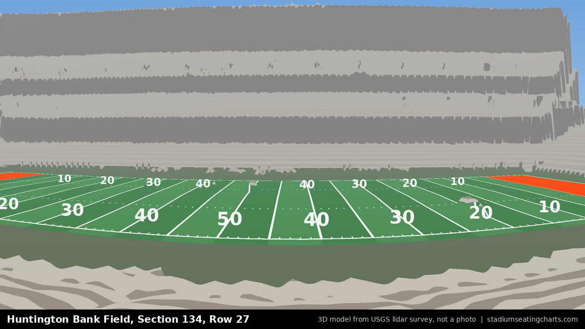 View from Huntington Bank Field Section 134, Row 27, looking toward the field