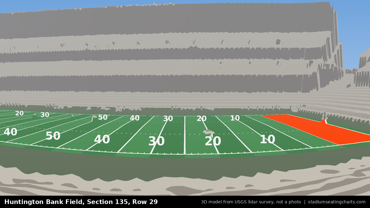 View from Huntington Bank Field Section 135, Row 29, looking toward the field