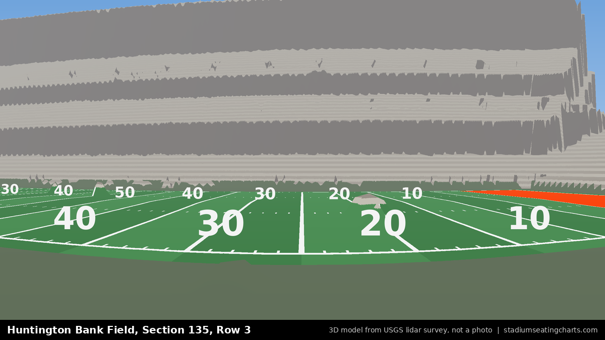 View from Huntington Bank Field Section 135, Row 3, looking toward the field
