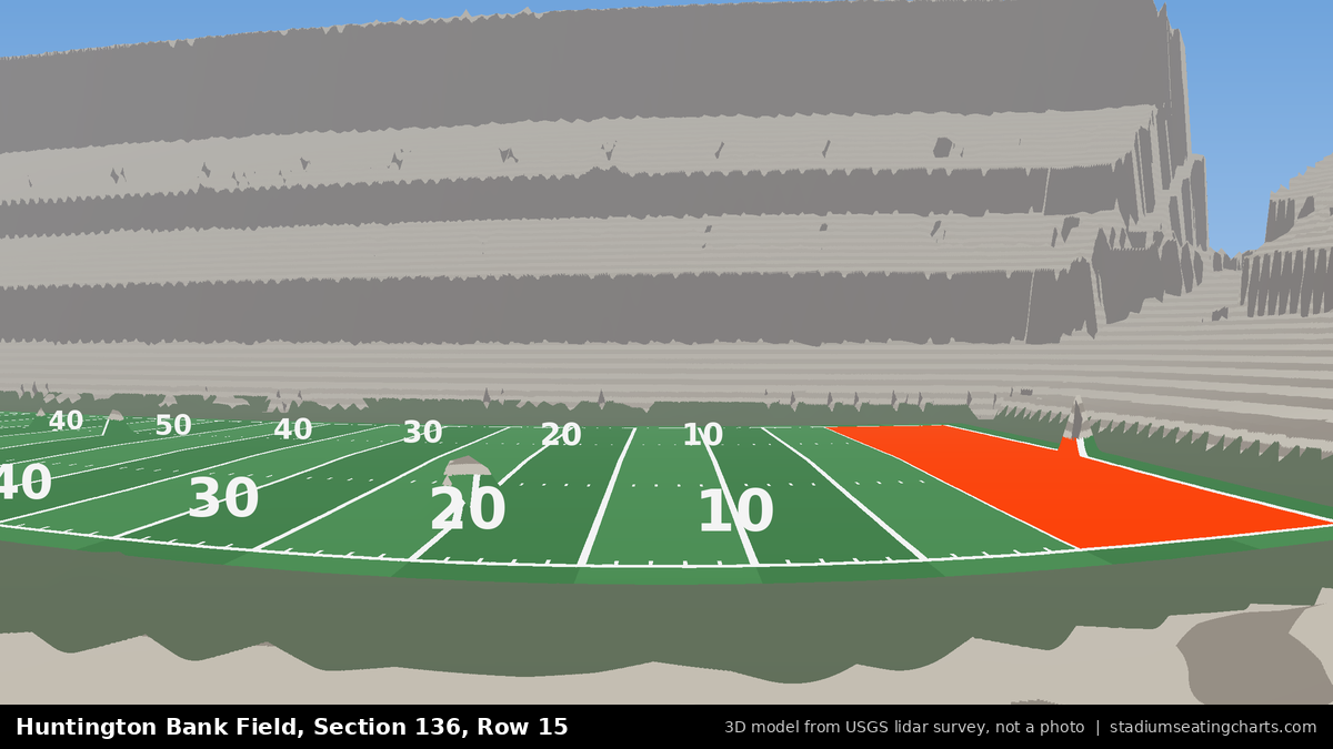 View from Huntington Bank Field Section 136, Row 15, looking toward the field