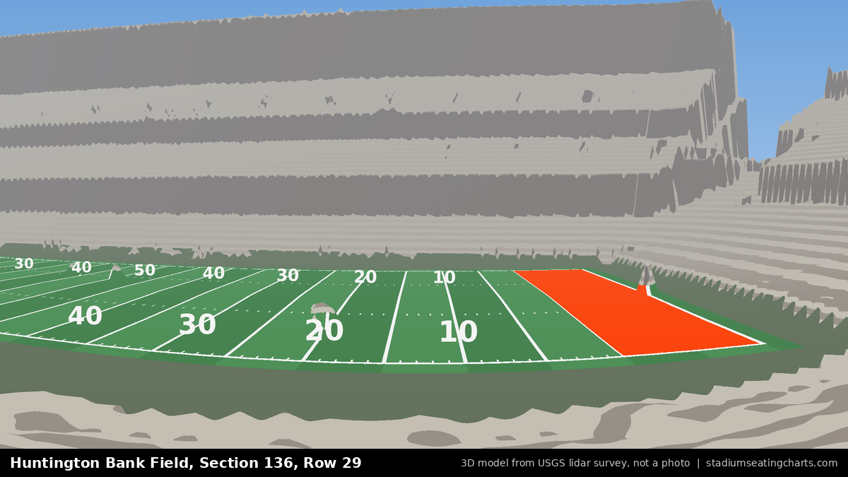 View from Huntington Bank Field Section 136, Row 29, looking toward the field