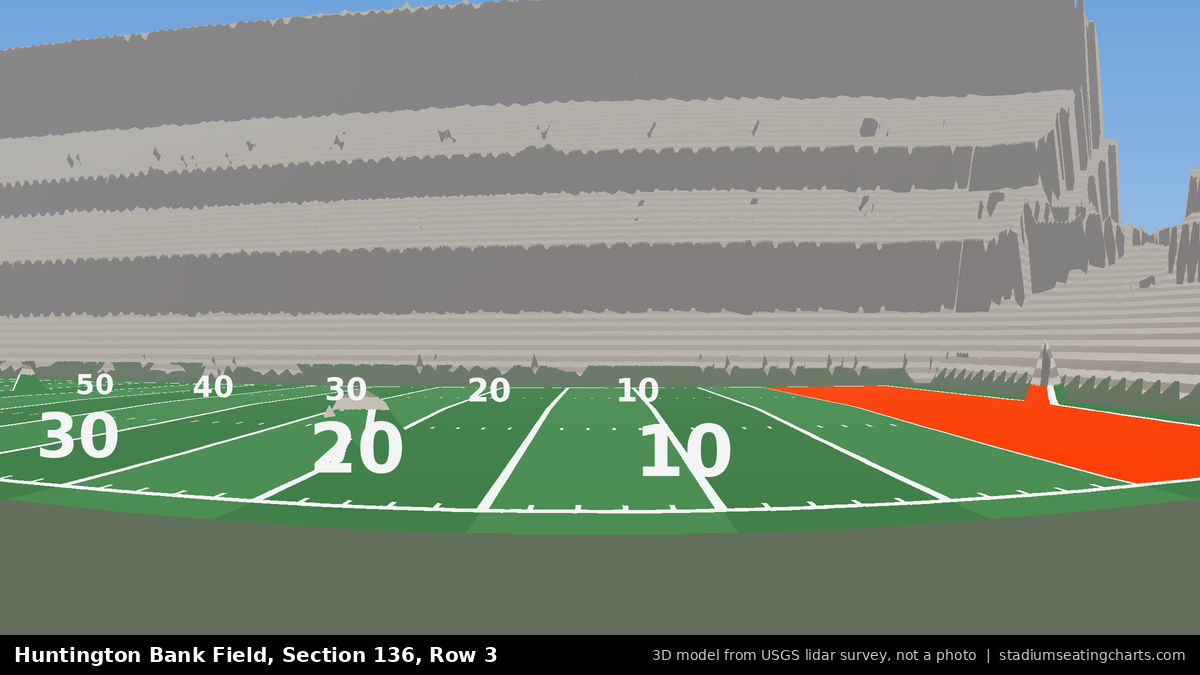 View from Huntington Bank Field Section 136, Row 3, looking toward the field