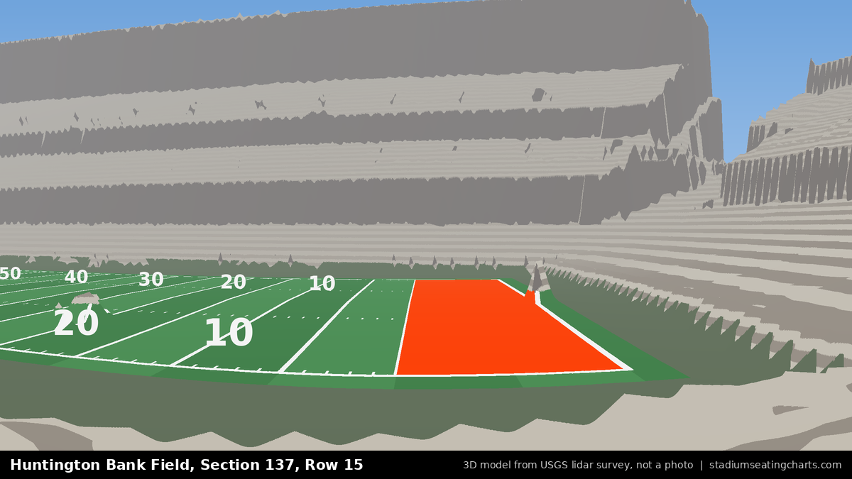 View from Huntington Bank Field Section 137, Row 15, looking toward the field