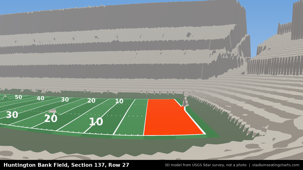 View from Huntington Bank Field Section 137, Row 27, looking toward the field