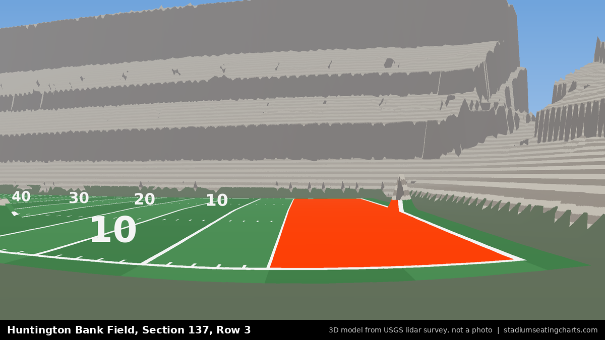 View from Huntington Bank Field Section 137, Row 3, looking toward the field
