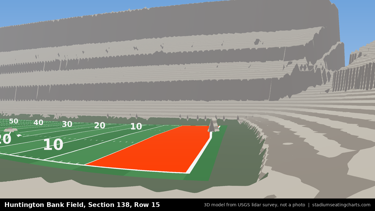 View from Huntington Bank Field Section 138, Row 15, looking toward the field