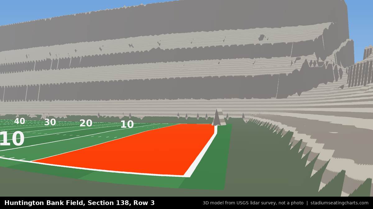 View from Huntington Bank Field Section 138, Row 3, looking toward the field