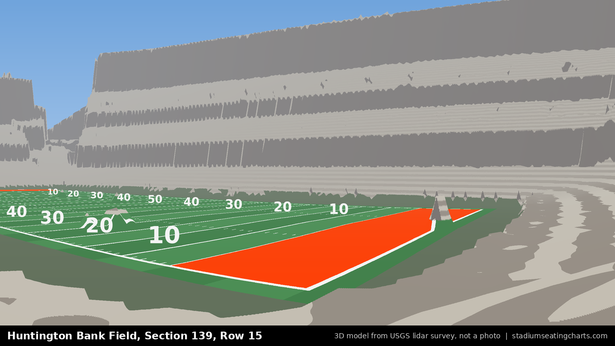 View from Huntington Bank Field Section 139, Row 15, looking toward the field
