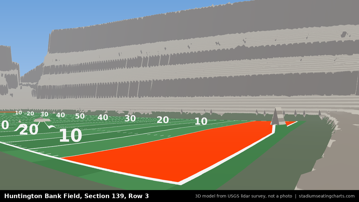 View from Huntington Bank Field Section 139, Row 3, looking toward the field