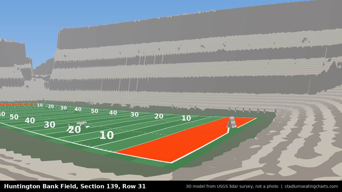 View from Huntington Bank Field Section 139, Row 31, looking toward the field