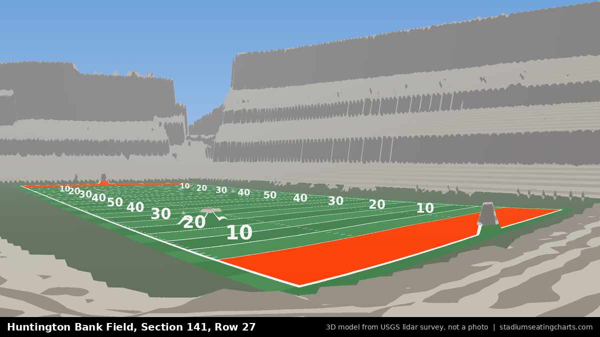 View from Huntington Bank Field Section 141, Row 27, looking toward the field
