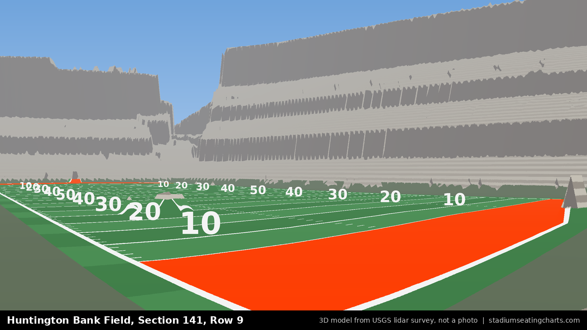 View from Huntington Bank Field Section 141, Row 9, looking toward the field