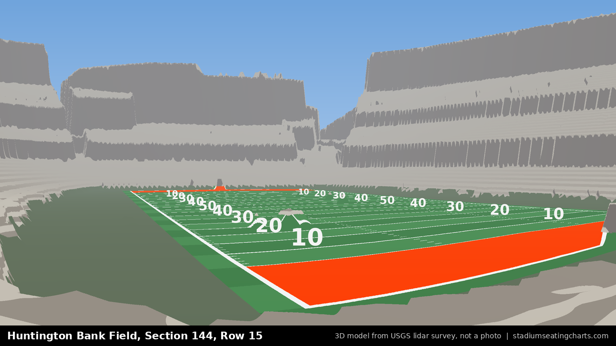 View from Huntington Bank Field Section 144, Row 15, looking toward the field