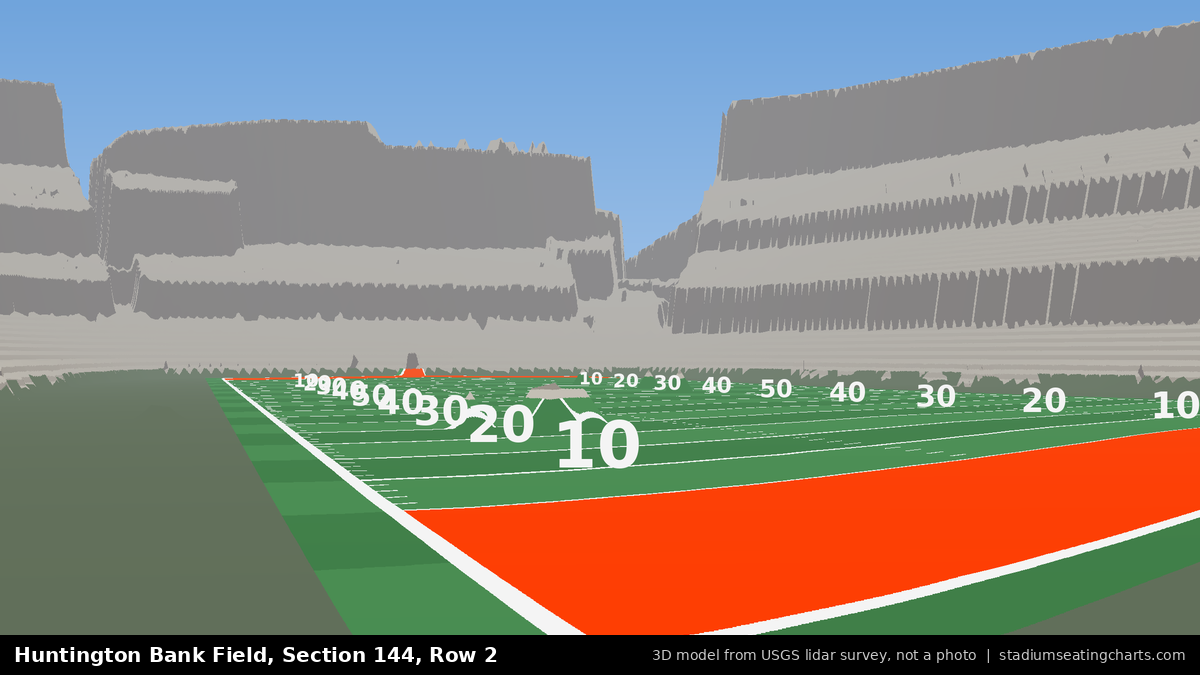 View from Huntington Bank Field Section 144, Row 2, looking toward the field