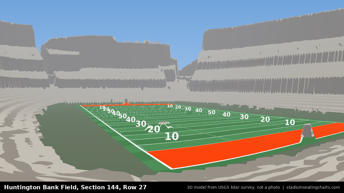 View from Huntington Bank Field Section 144, Row 27, looking toward the field